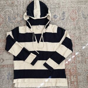 Black and Cream Striped Hoodie